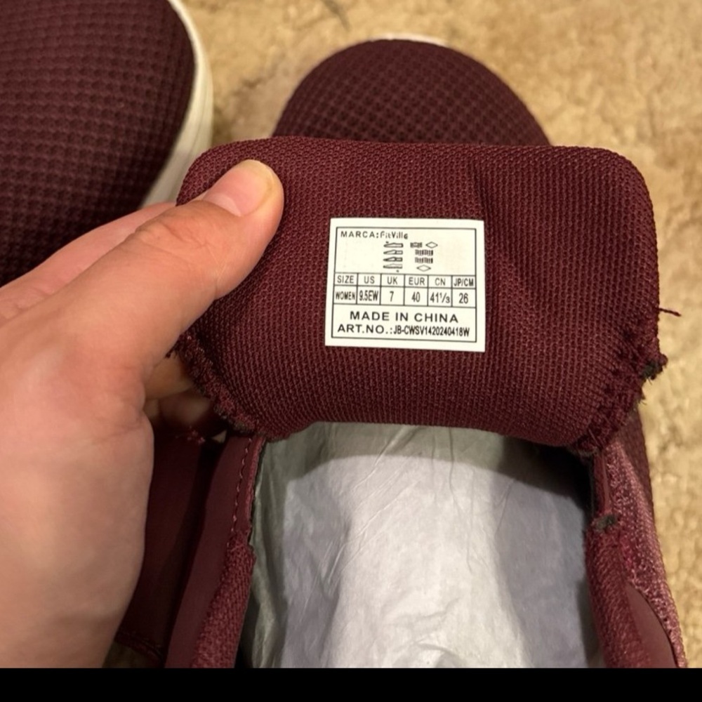 FitVille Women's Slip-On Athletic Sneakers in Maroon - Picture 4 of 5